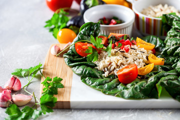  The mangold stuffed with rice and vegetables.