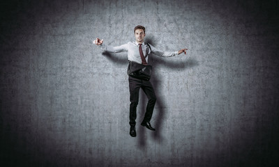 smiling jumping businessman