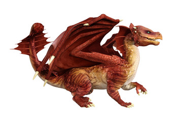 3D Rendering Fairy Tale Dragon on White