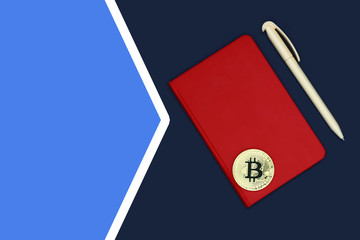 bitcoin and notebook, isolated