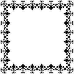 Oriental pattern with arabesques and floral elements. Traditional classic black and white ornament. Vintage pattern with arabesques