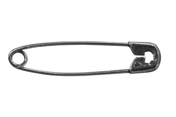 Safety metal pin is isolated on white background