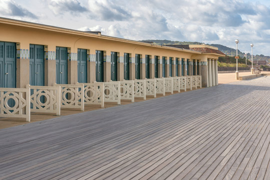 French landscape - Normandie. The promenade of Deauville in autumn.