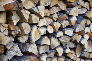 Close-up of a stack of firewood