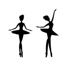 Obraz na płótnie Canvas Black silhouette ballerina, ballet dancer vector illustration.