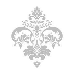 Damask graphic ornament. Floral design element. Grey vector pattern