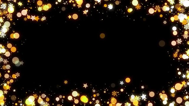 Gold Christmas snowflakes frames that you can use in your photo and video. This is a looped video with alpha channel.