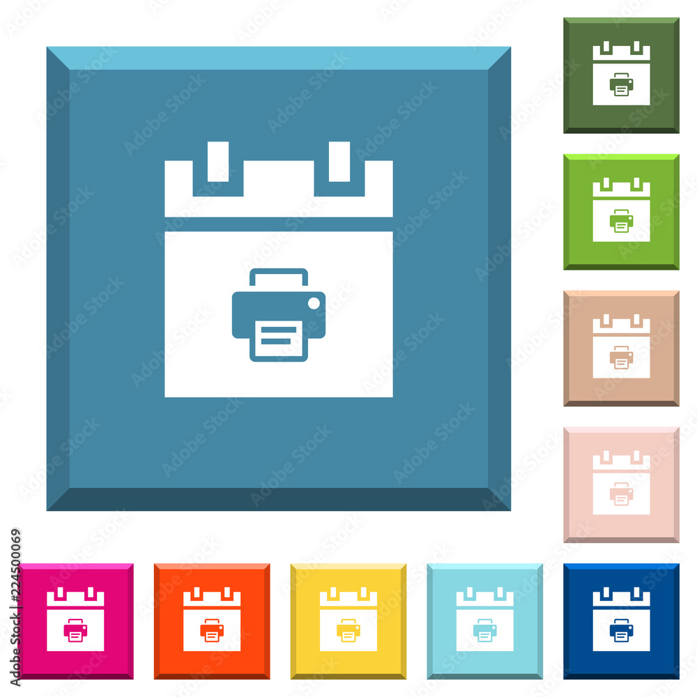 Poster print schedule item white icons on edged square buttons