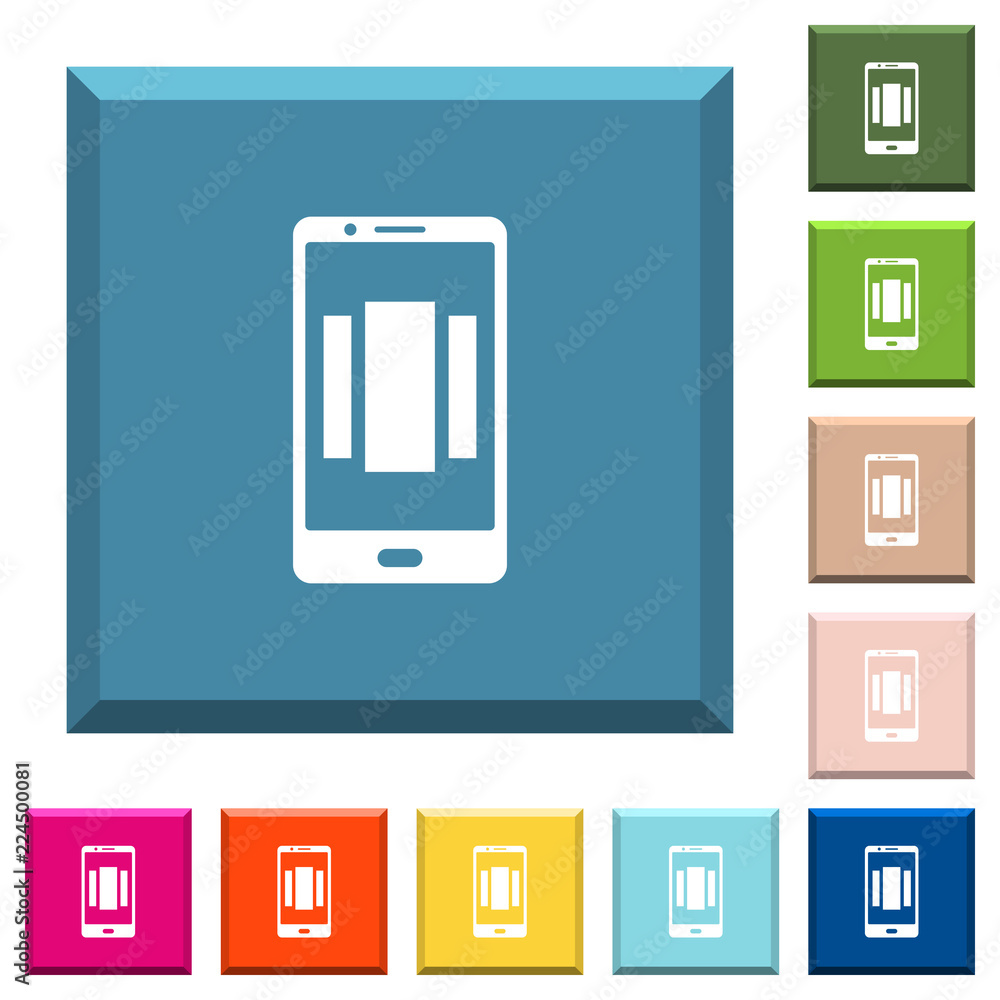 Poster setting up mobile homescreen white icons on edged square buttons