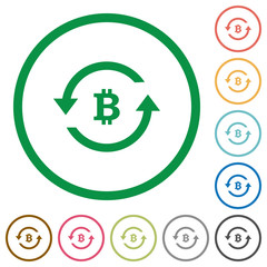 Bitcoin pay back flat icons with outlines