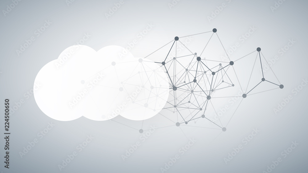 Poster cloud computing design concept - digital connections, technology background with network mesh