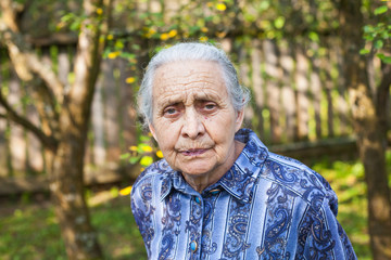 Old wrinkled lady portrait