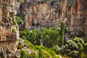 Views of Cappadocia volcanic kanyon cave houses in Turkey