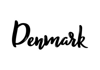 Denmark Lettering. Handwritten name of the country. Vector design template.