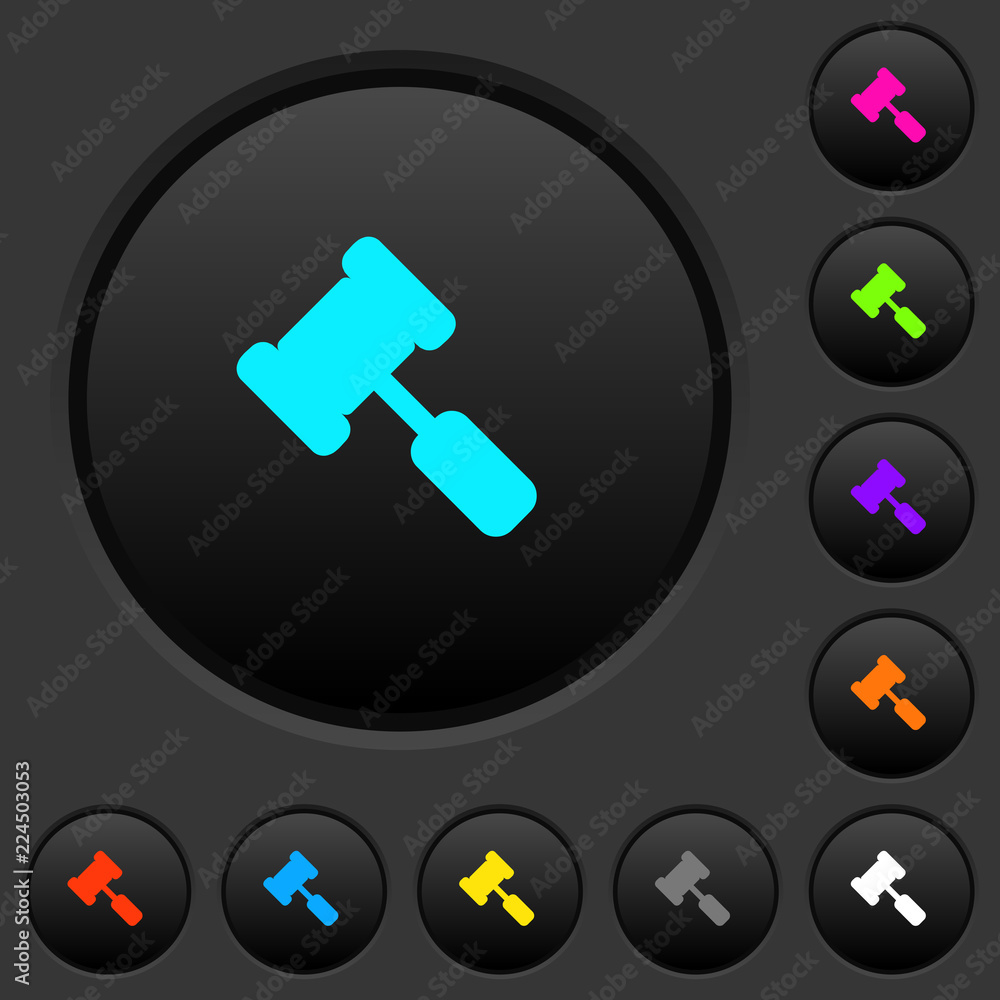 Poster judge hammer dark push buttons with color icons