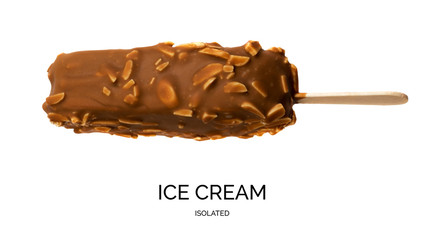 Chocolate Almond Popsicle Ice Cream Bar Isolated