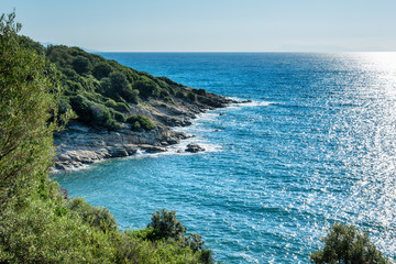 Fototapeta premium Panoramic view of Aegean sea at Chalkidiki, Greece