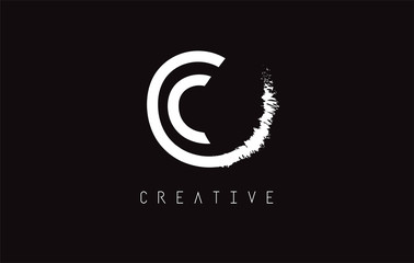 C Monogram Letter Logo Design Brush Paint Stroke.