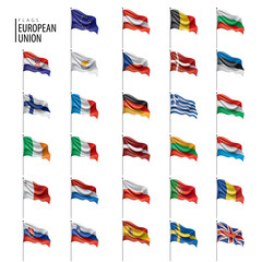 flags of the european union. Vector illustration.