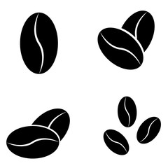 Coffee bean icon, silhouette, logo on white background