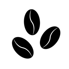 Coffee bean icon, silhouette, logo on white background