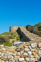 Naklejka premium Archaeological Area Stageira. Ruins of ancient Stagira, Greece.