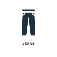 Jeans icon. Black filled vector illustration. Jeans symbol on white background.