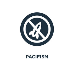 Pacifism icon. Black filled vector illustration. Pacifism symbol on white background.