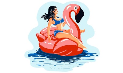 girl in the pool at the pink flamingo, 