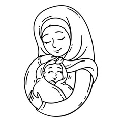 Obraz premium Muslim mother holding baby.