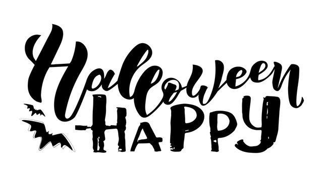 hand drowing lettering "happy halloween" for postcard, posters, design, artworks