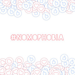 Social media icons. Nomophobia concept. Falling sc