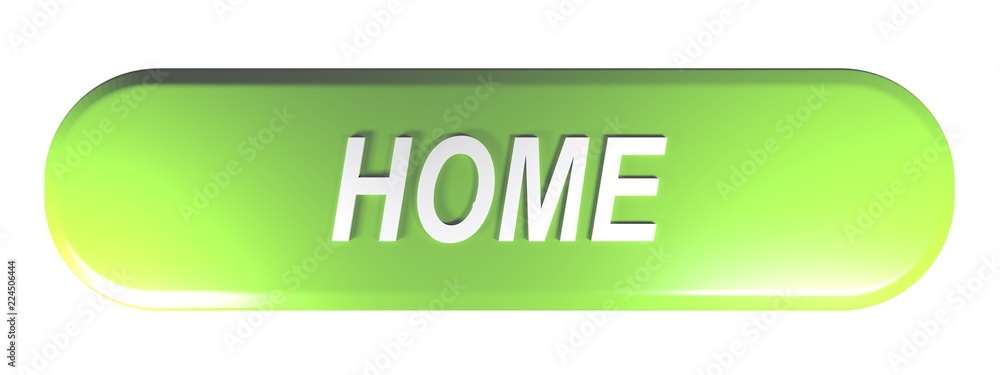 Poster green rounded rectangle push button home - 3d rendering