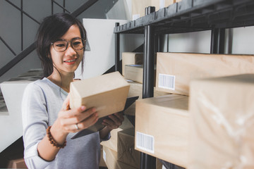 online shop seller working at home office