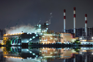Fototapeta premium Stream from cooling in Power plant or Power house for electric energy concept background.