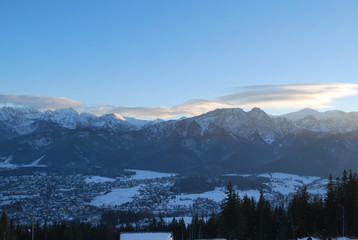 Winter mountains view