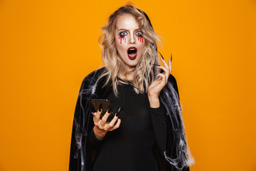 Shocked woman looking camera with opened mouth