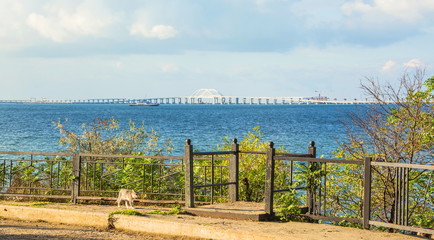 Crimean bridge on the Black Sea and the Sea of Azov through the Kerch Strait