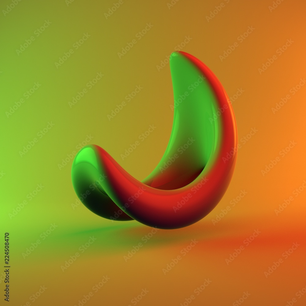 Poster 3d abstract glossy shape with colorful illumination. advertisement banner style with space for text.
