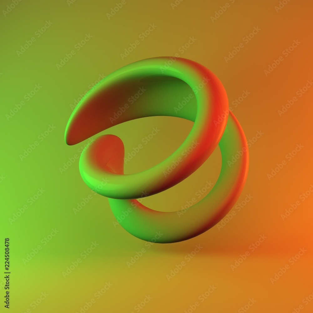 Poster 3d abstract glossy shape with colorful illumination. advertisement banner style with space for text.
