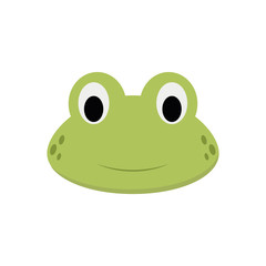 Fototapeta premium Frog face in cartoon style for children. Animal Faces Vector illustration Series