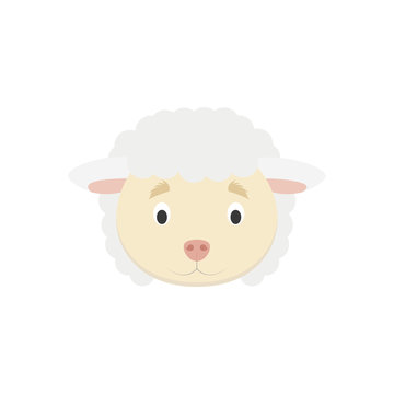 Sheep face in cartoon style for children. Animal Faces Vector illustration  Series Stock Vector | Adobe Stock