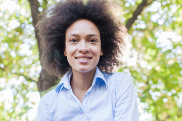 Sensual Young Black Woman In Nature Outdoor Portrait