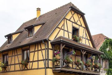 Bergheim, Maisons à colombages en centre-ville, Alsace. Haut-Rhin. Grand Est
