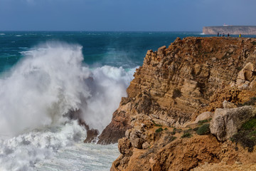 Giant waves during a storm in Sagres, Costa Vicentina.