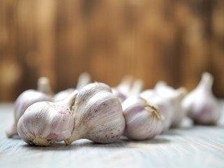 garlic on a wooden table