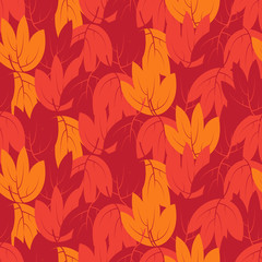 Seamless pattern with autumn leaves lying on the ground. Design for wallpaper, gift paper, pattern fills, web page background, autumn greeting cards