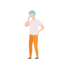 Young man in casual clothes thinking of something vector Illustration on a white background