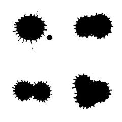 Black ink spots set, texture of paint spots