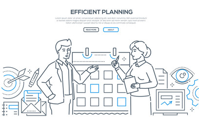 Efficient planning - colorful line design style illustration